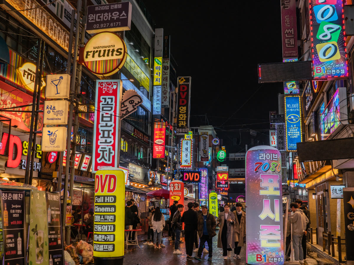 Neon signs at night
