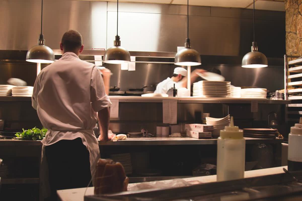The kitchen line during service