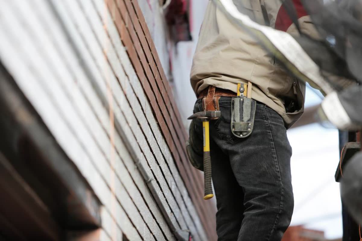 A crew member on site